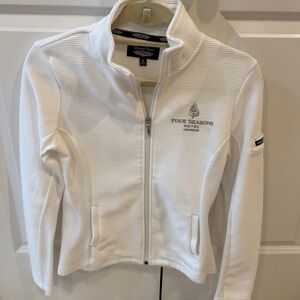 White Four Seasons Full-Zip Jacket Ribbed